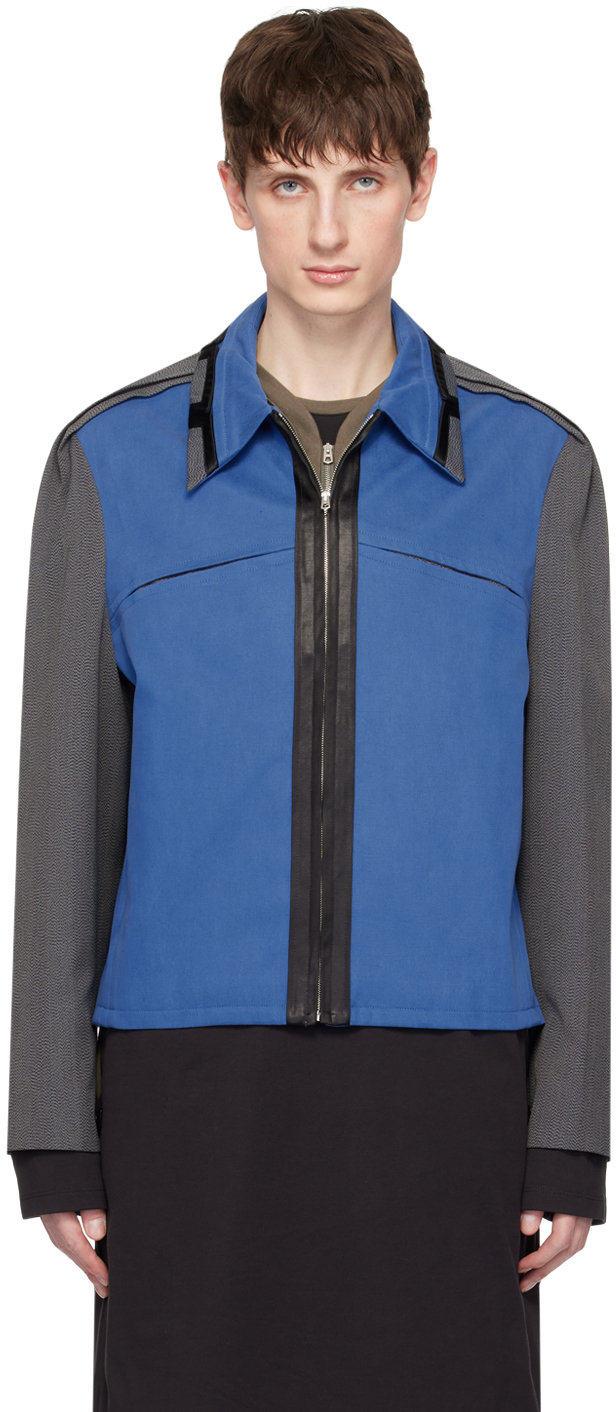 Shop Kiko Kostadinov Blue Ugo Jacket In Azure Blue/grey Dove