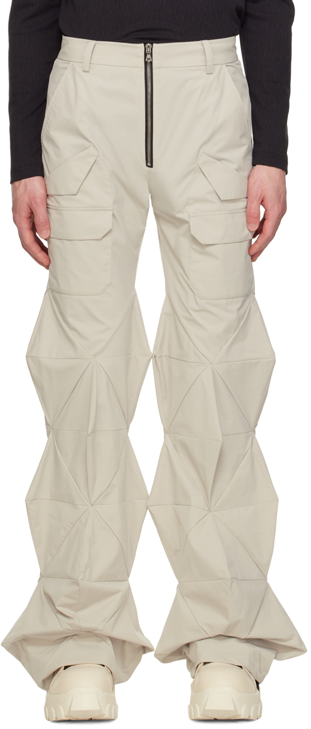 Uncertain Factor Off-white 3d Cargo Trousers In Cream