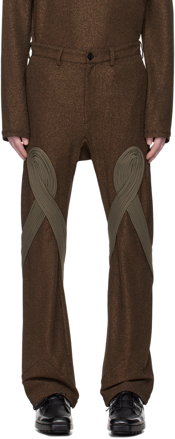 Kiko Kostadinov Brown Deultum Trousers In Sparkle Brown / Taup