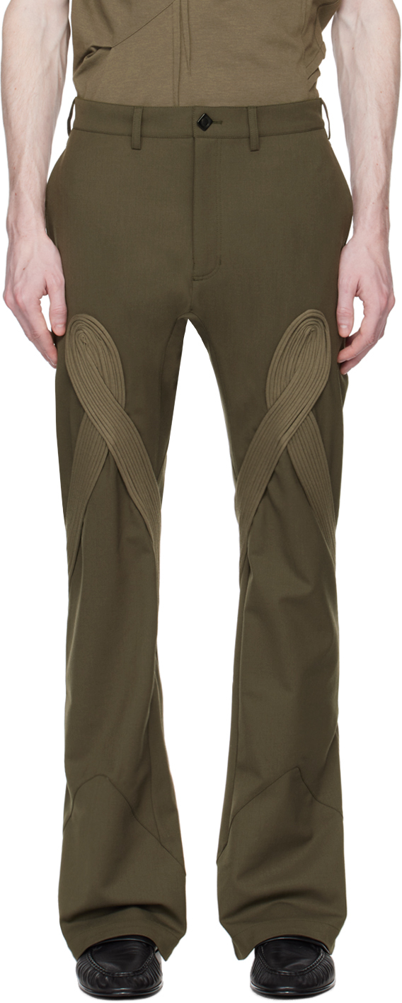 Shop Kiko Kostadinov Khaki Deultum Trousers In Army Green/taupe