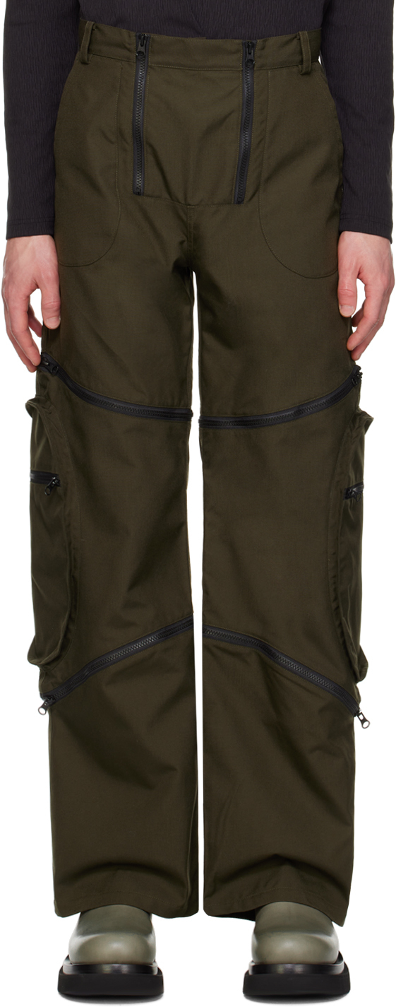 Uncertain Factor Green Ragil Cargo Trousers In Forest Night