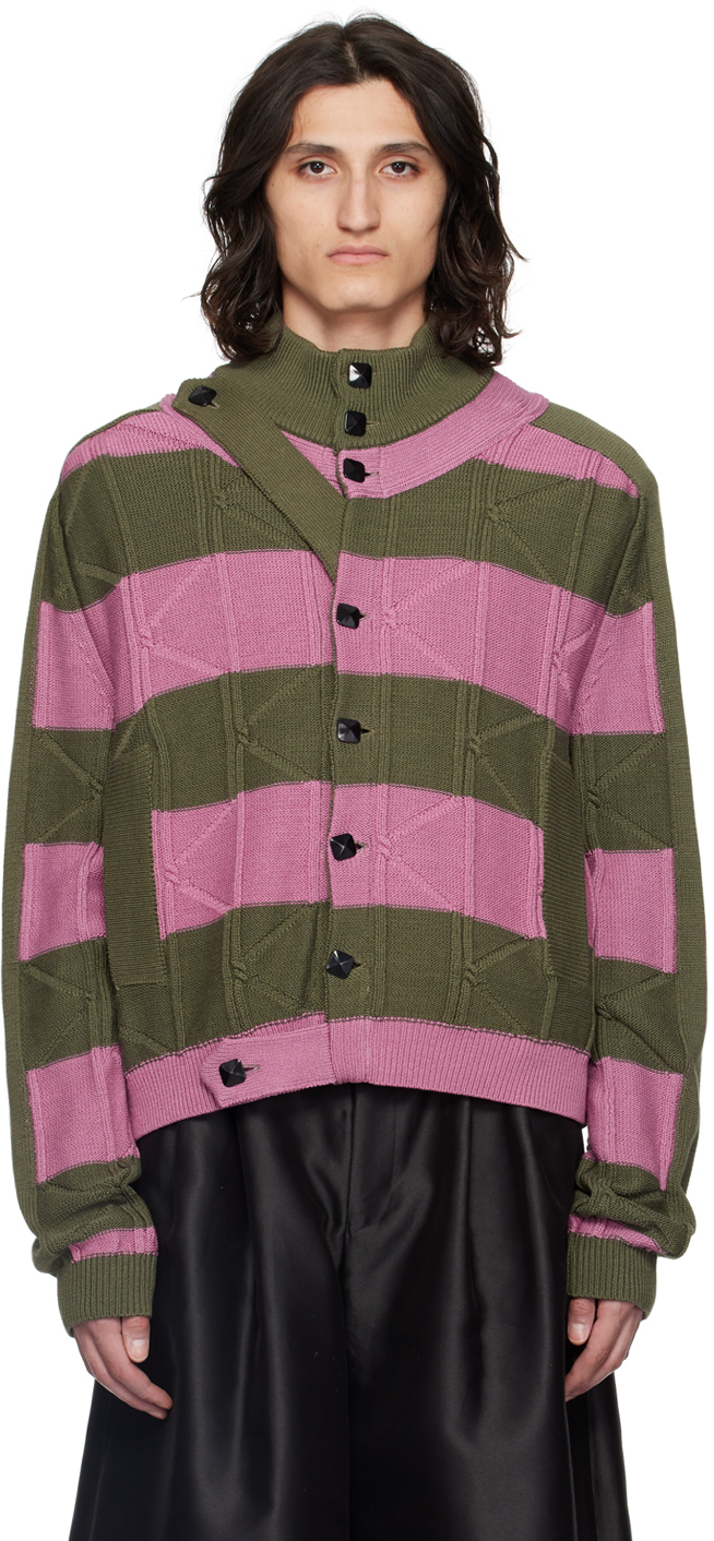 Pink & Khaki Merli Cardigan by Kiko Kostadinov on Sale