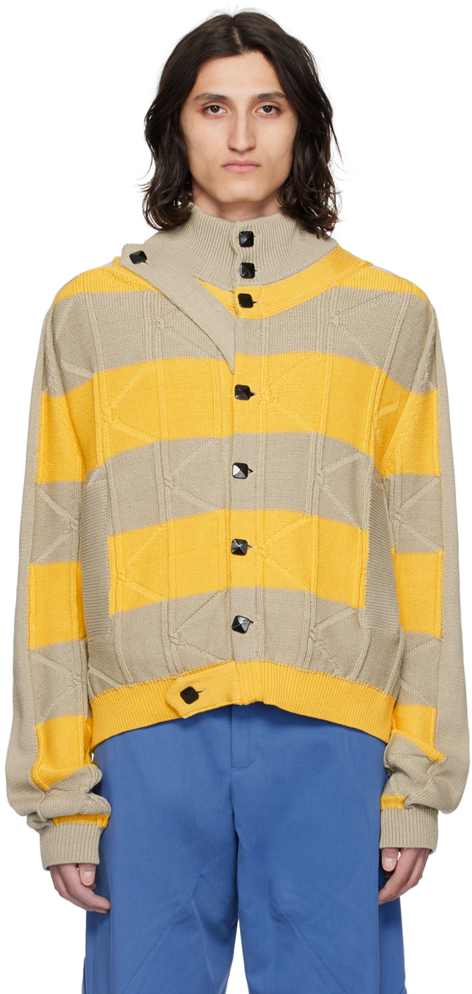 Beige & Yellow Merli Cardigan by Kiko Kostadinov on Sale