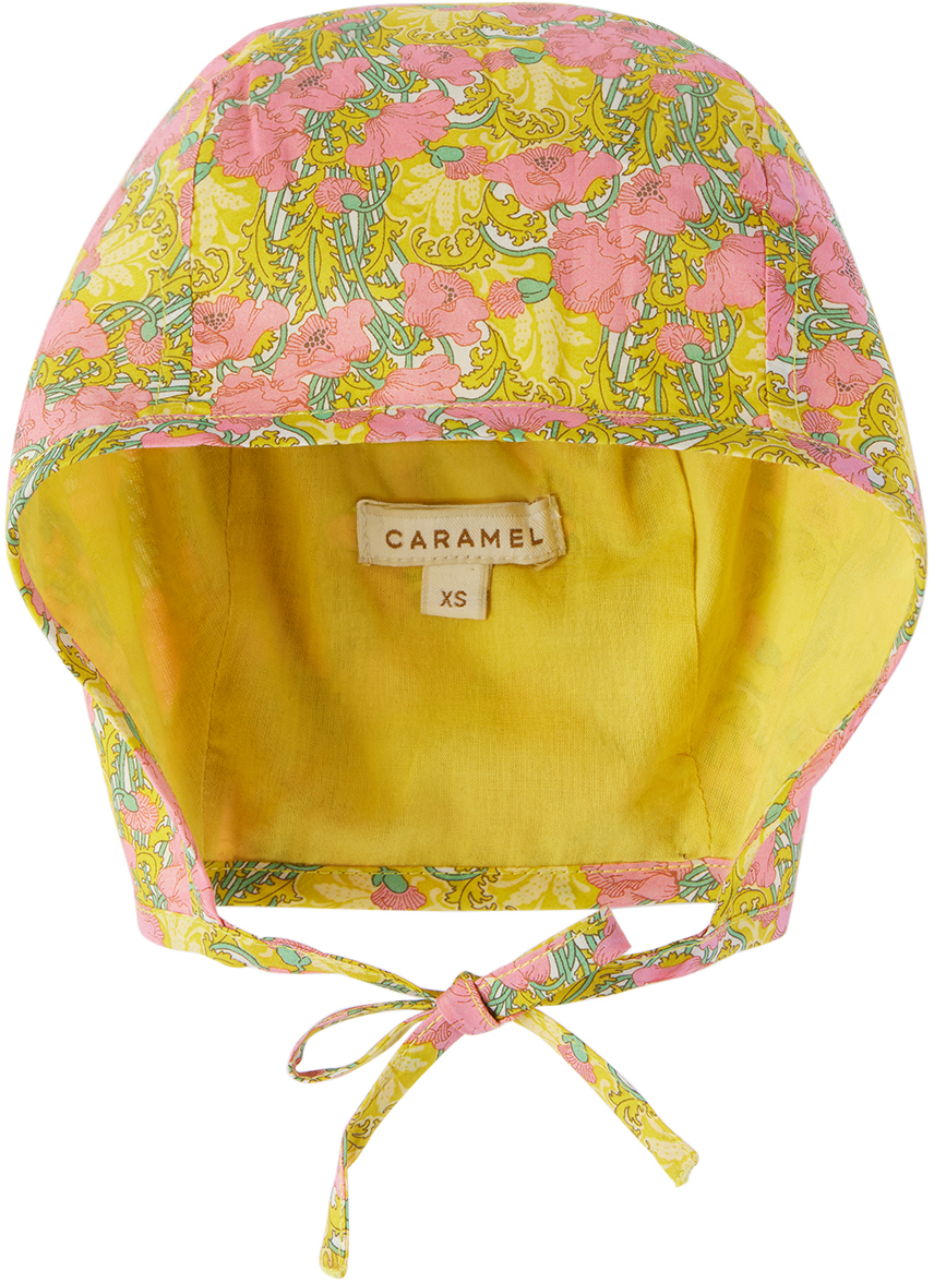 Caramel Baby Pink & Yellow Lavendula Bonnet In Pink/yellow