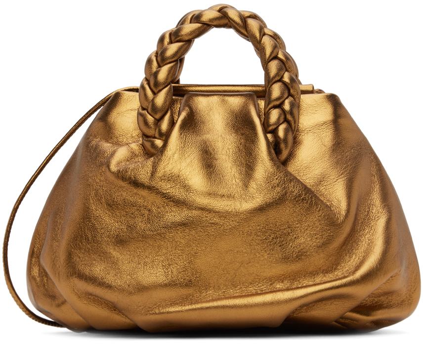 Hereu Bronze Small Bombon Metallic Bag In Antique Gold