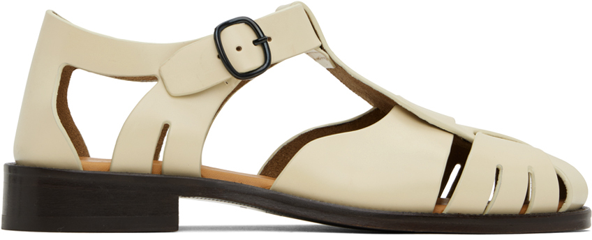 Shop Hereu Off-white Pesca Sandals In Custard