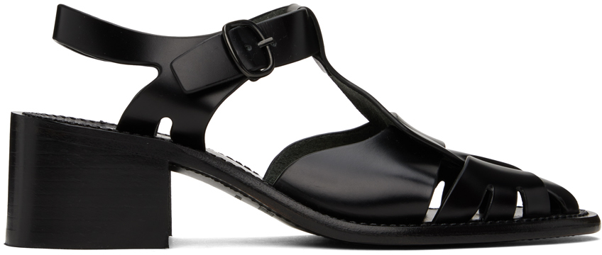 Shop Hereu Black Pesca Heeled Sandals