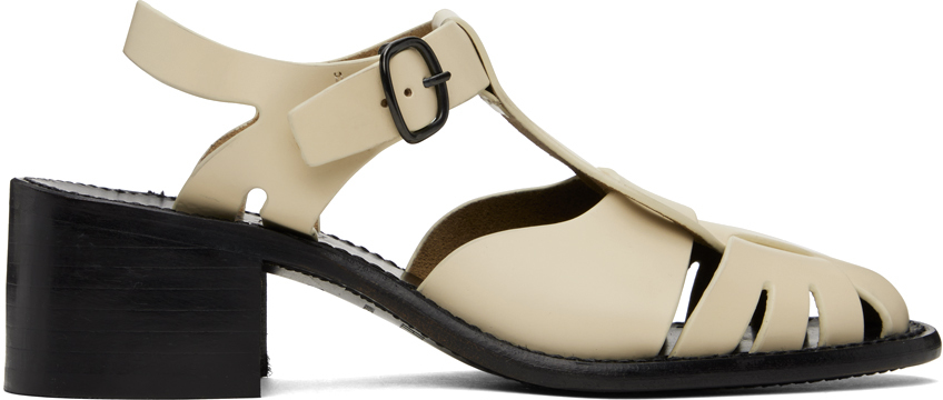 Hereu Off-white Pesca Heeled Sandals In Custard