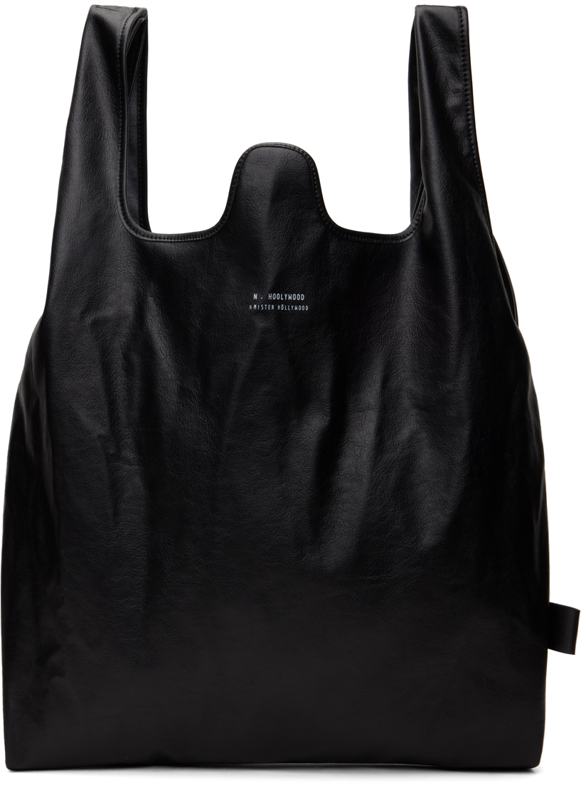 Black Faux-Leather Tote