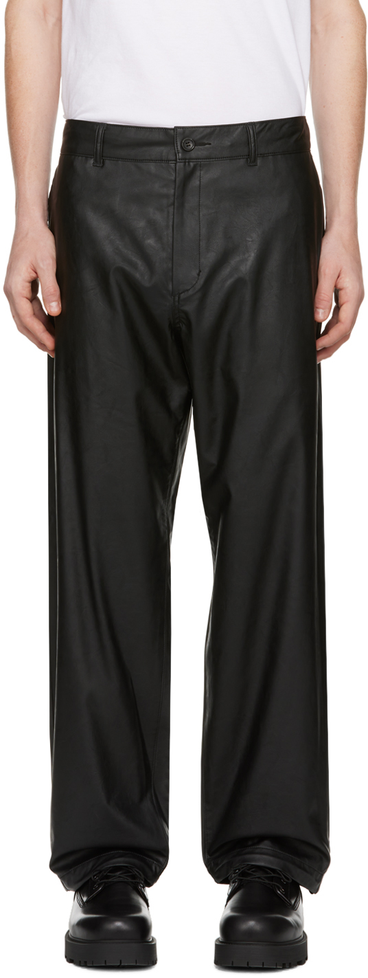 N.hoolywood Black Wide Faux-leather Trousers