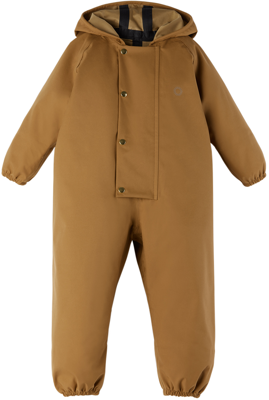 Shop Fairechild Baby Brown Waterproof Jumpsuit In Bark