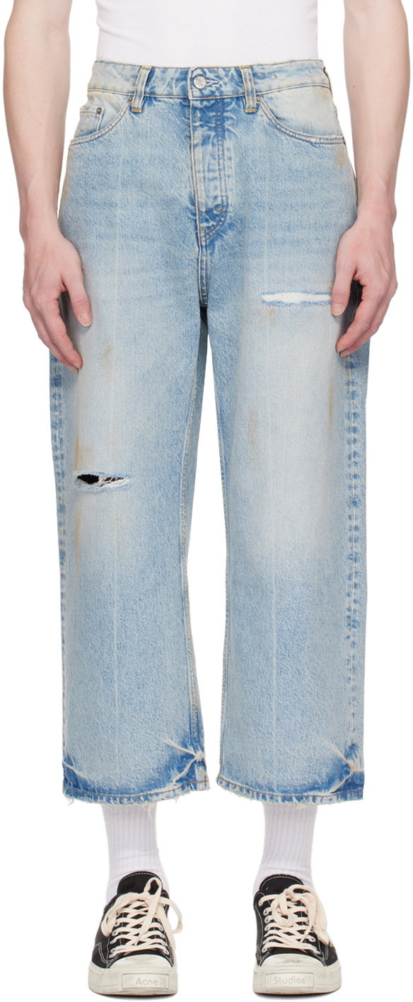 Shop Hope Blue Cropped Jeans In Dirty Blue Vintage