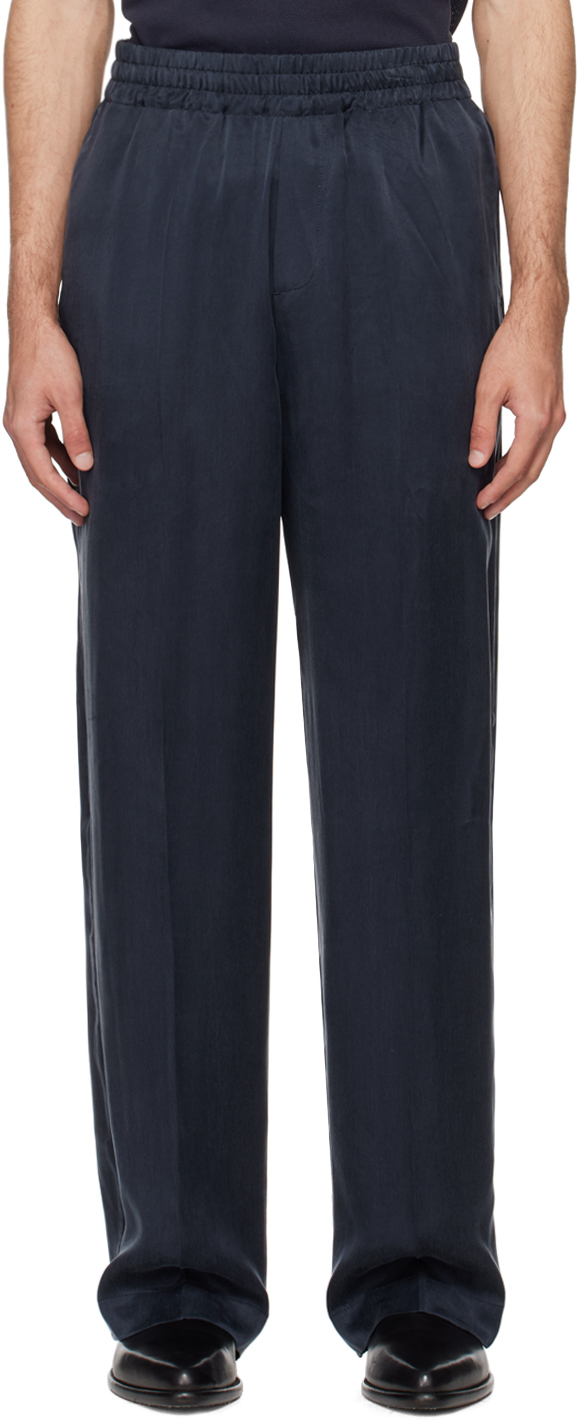 Navy Wind Elastic Trousers