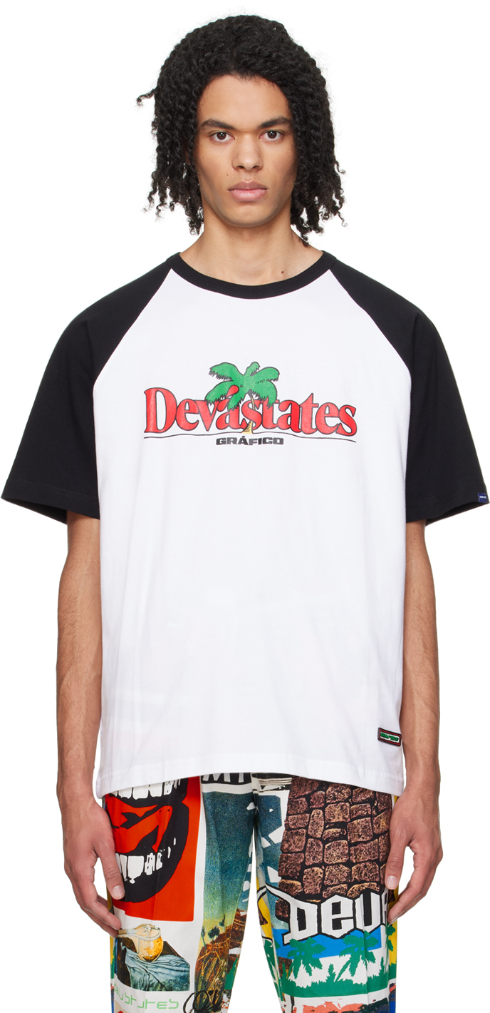 DEVÁ STATES White & Black Print T-Shirt