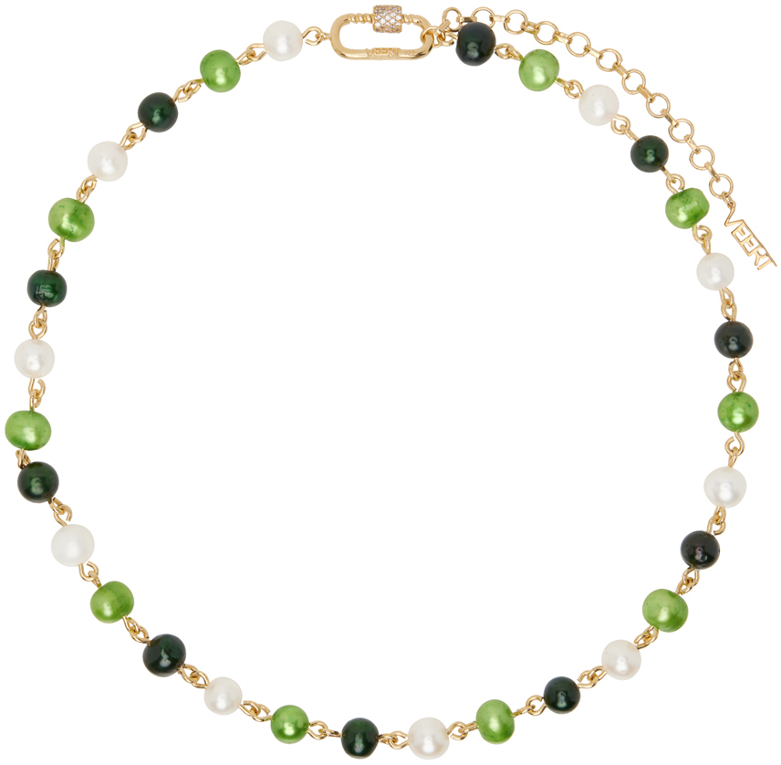 Green & Gold 'The Single Multi Green Freshwater Pearl' Necklace