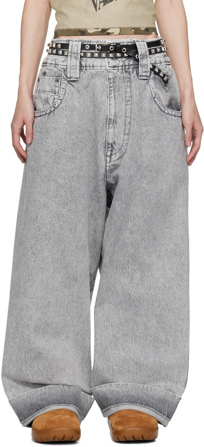 Shop Vaquera Gray Baby Jeans In Grey