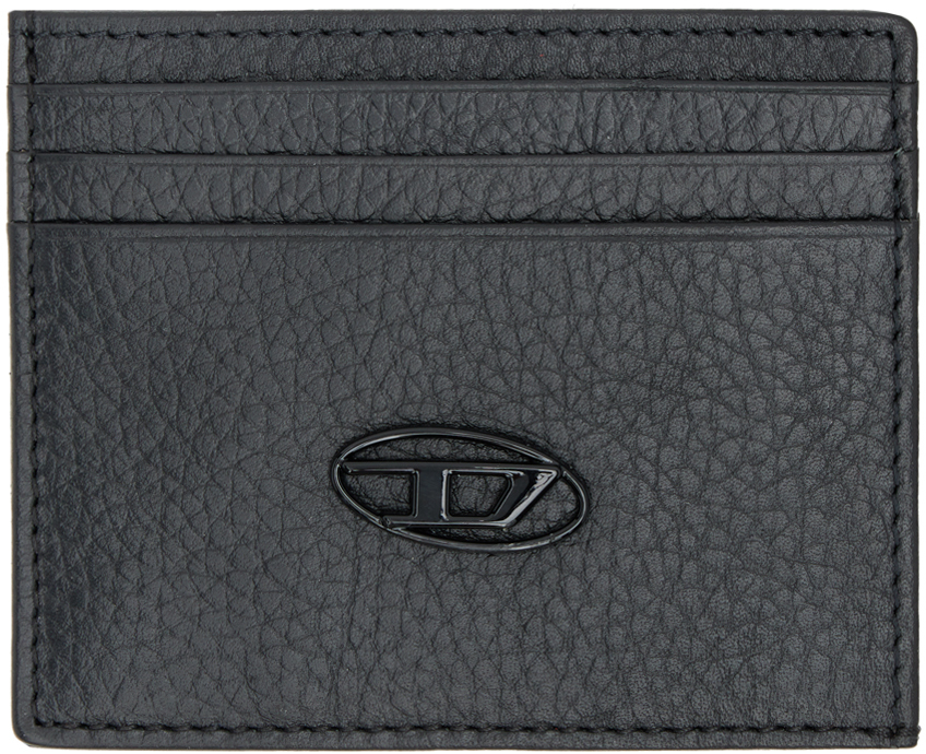 Diesel Black Grained Leather Card Holder In T8013