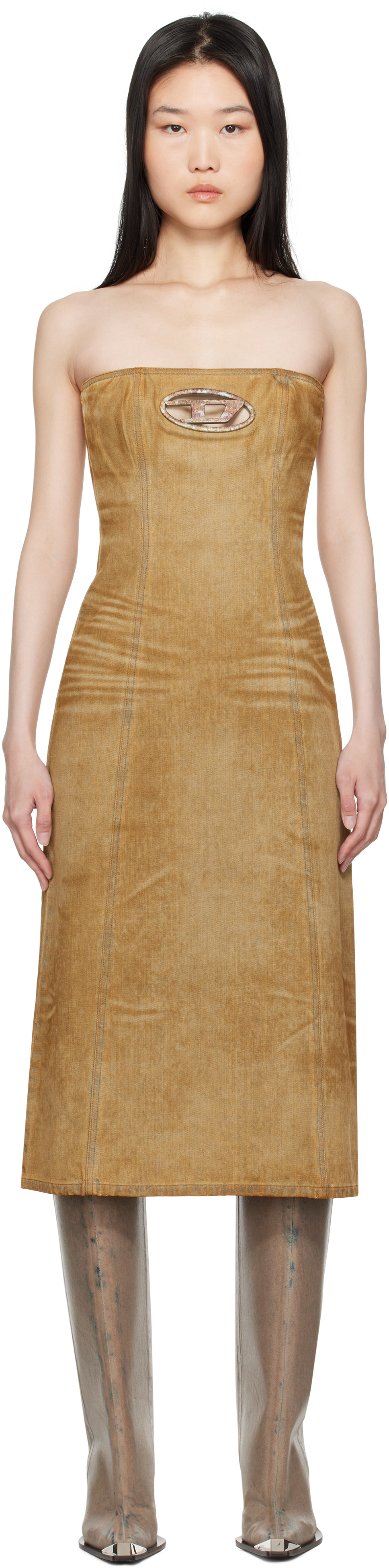 Brown De-Vildress-Fsf Denim Midi Dress