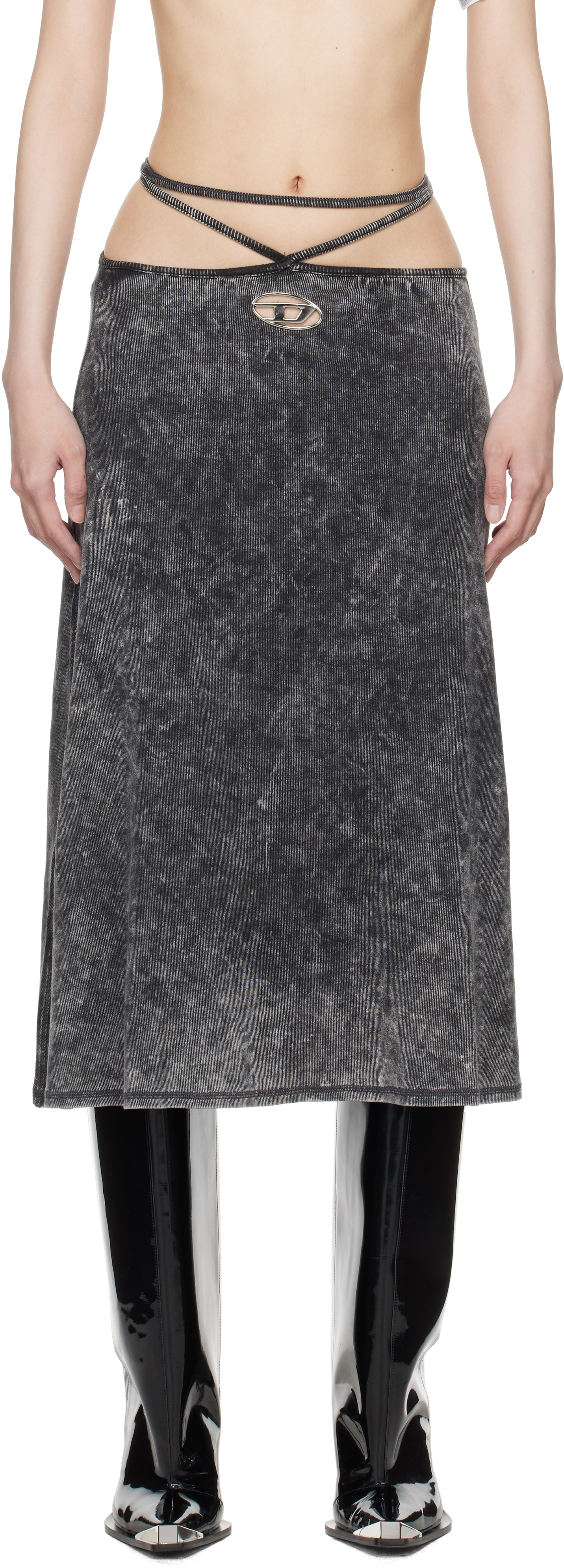 Gray O-Rossi Midi Skirt