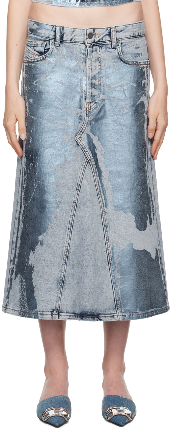 Shop Diesel Blue De-pago-mid-s Midi Skirt In 01