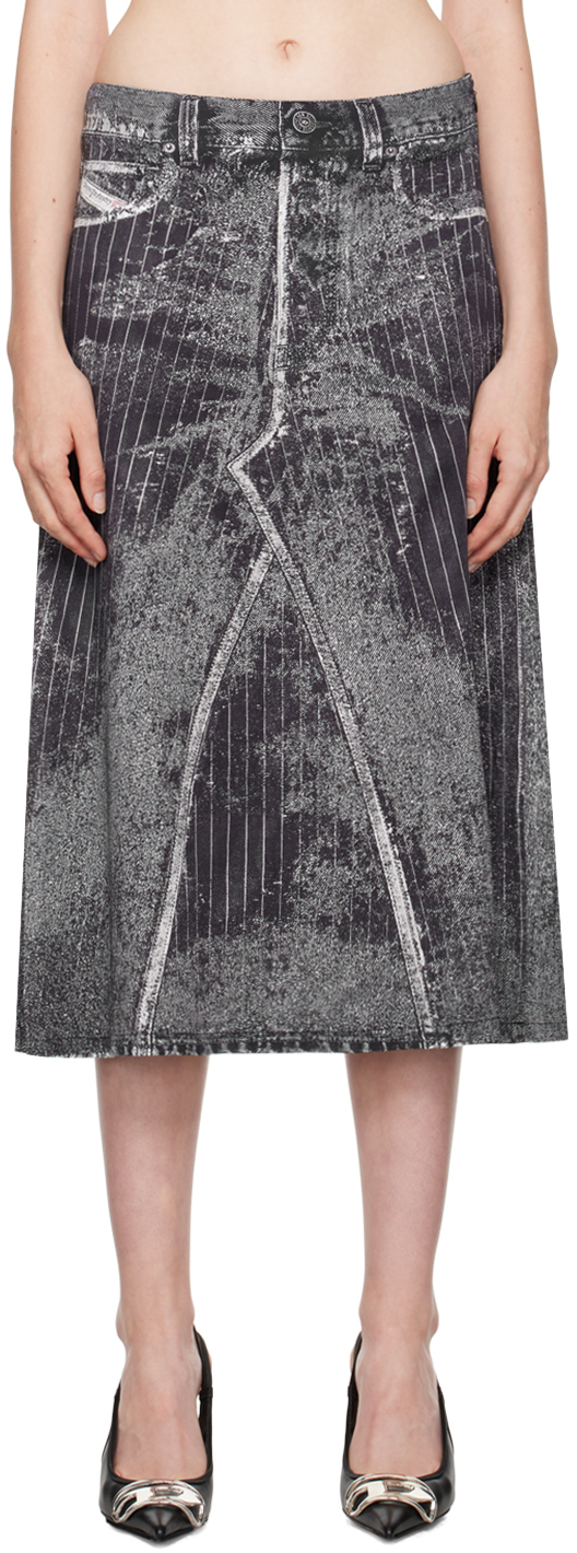 Shop Diesel Black O-hanna Midi Skirt In 9xxa