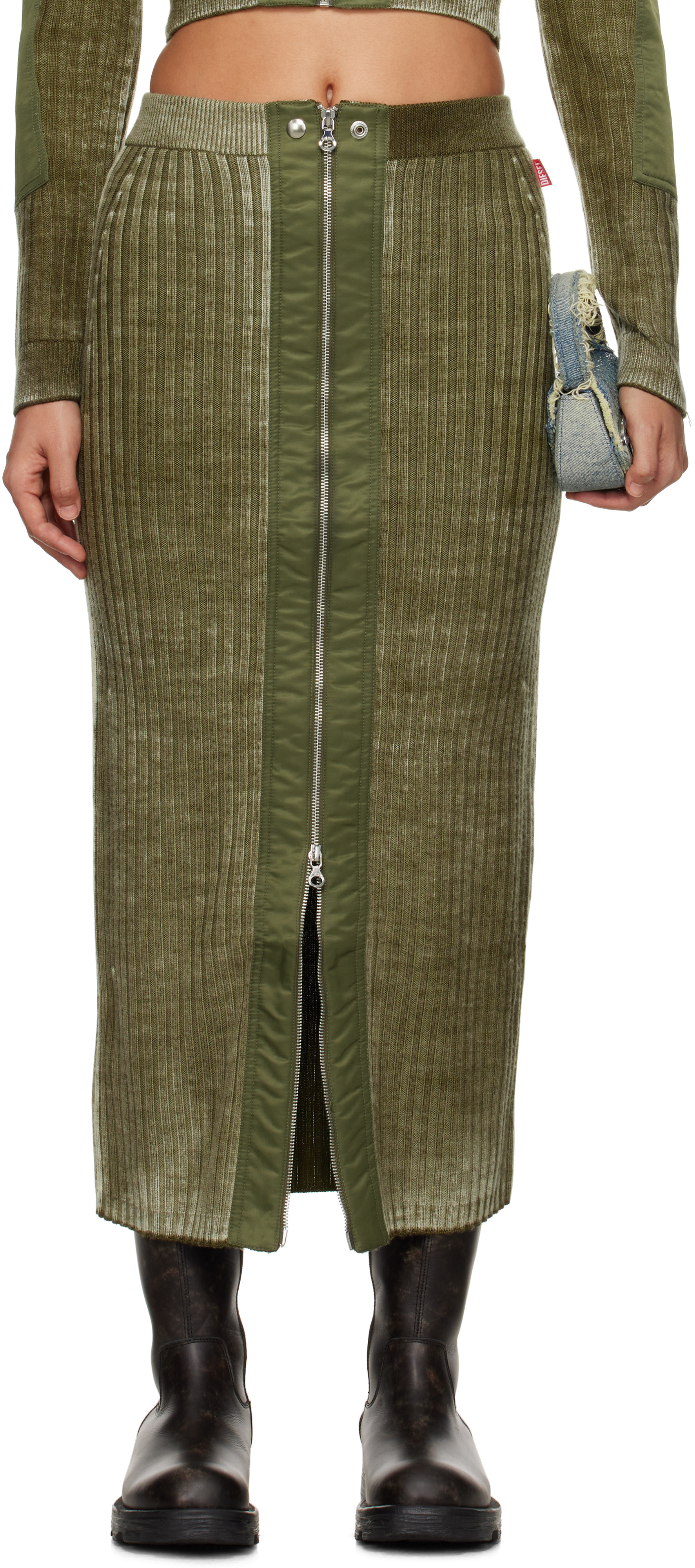 DIESEL KHAKI M-ASI MAXI SKIRT 