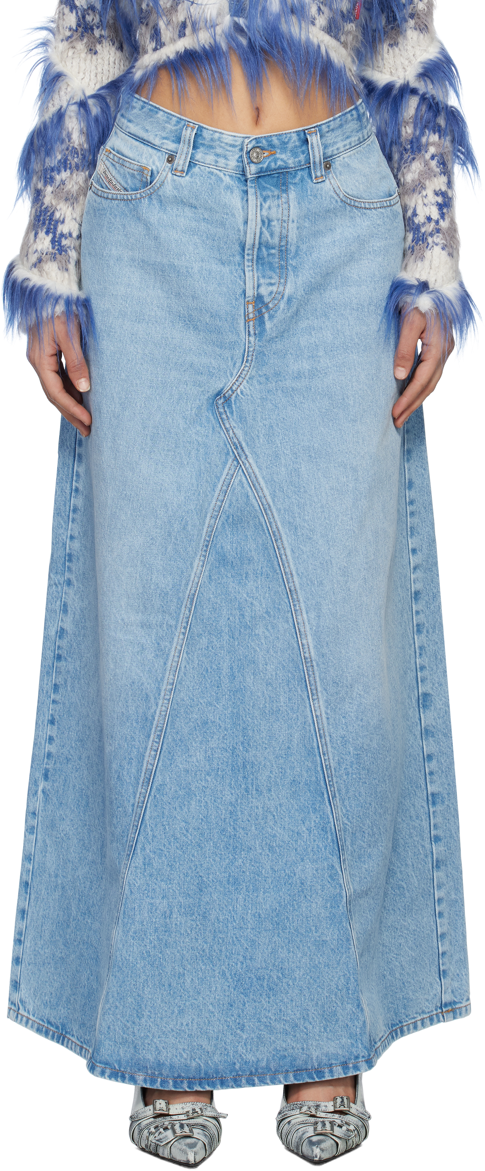 Blue De-Pago Denim Maxi Skirt