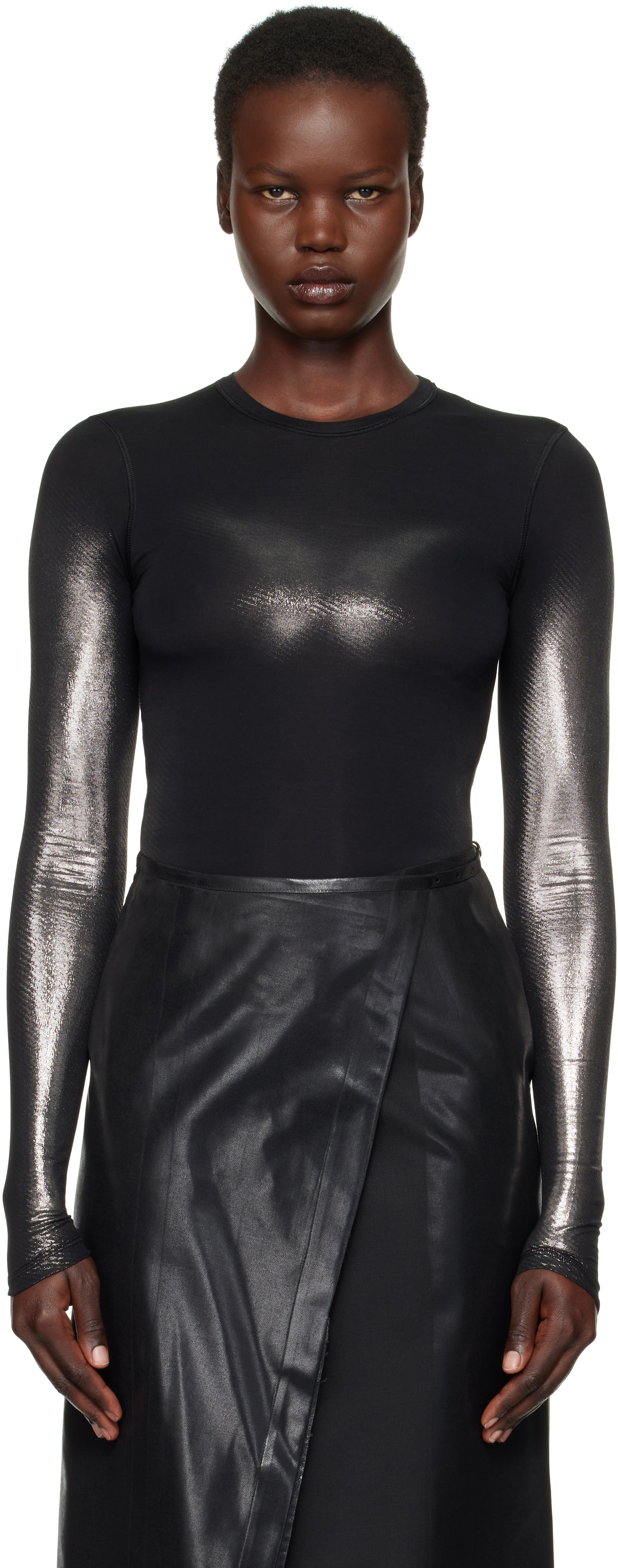 【DIESEL】ブラック T-Ilon Tシャツ Women's Long-sleeve T-shirt with metallic effects | Black