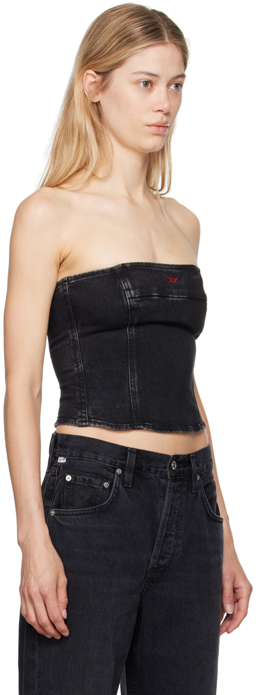 Diesel Black De-ville Denim Tube Top In 02