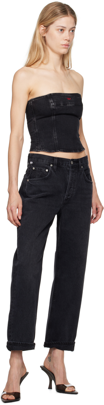 Diesel Black De-ville Denim Tube Top In 02