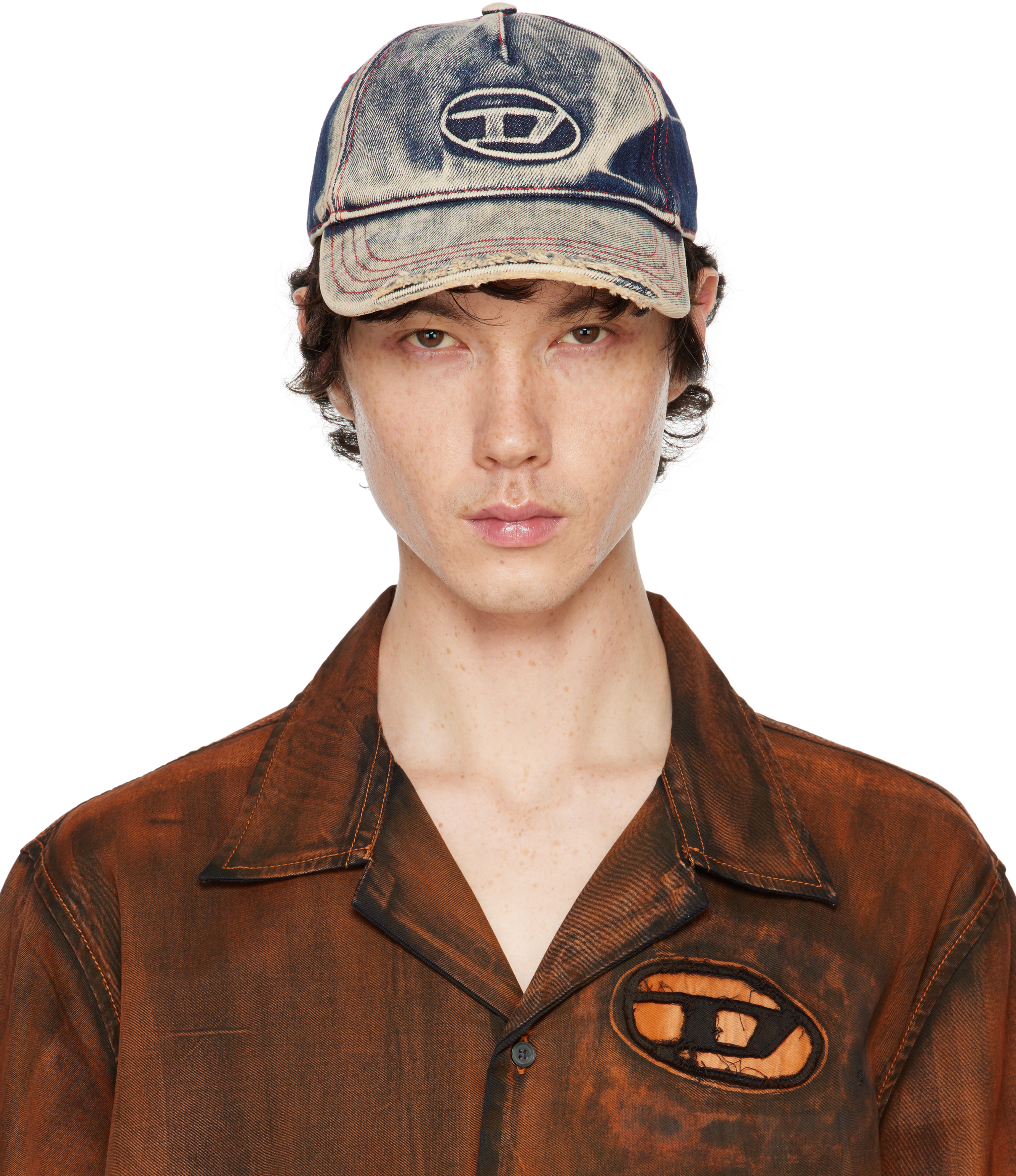 Shop Diesel Blue & Beige C-seymon Cap In 1