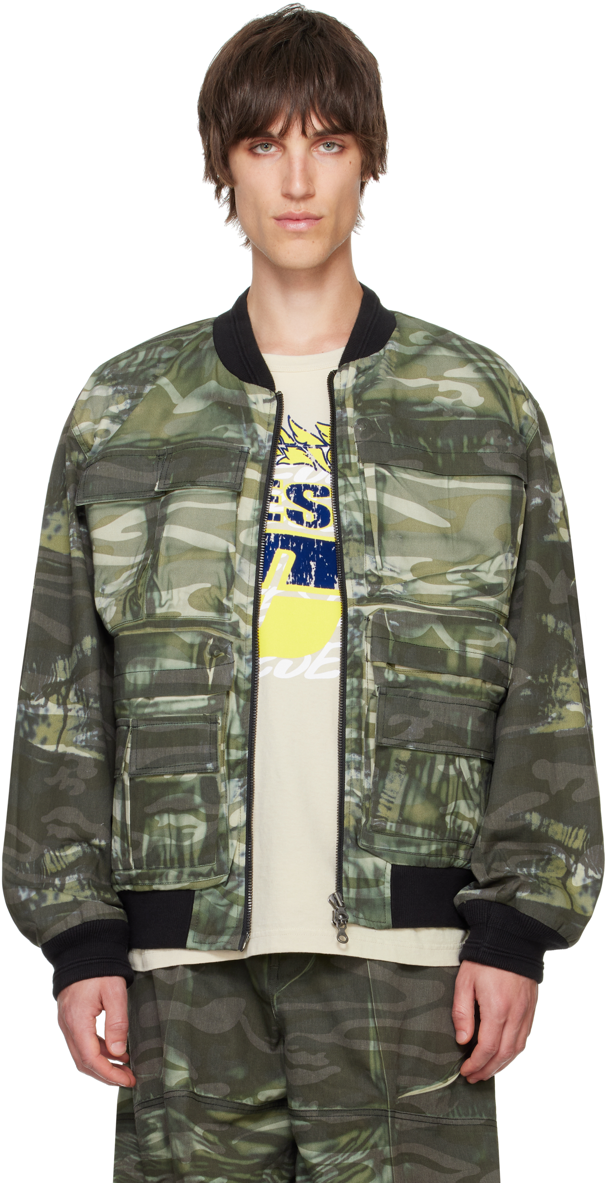 Diesel Khaki J-mertz Bomber Jacket In 5fqa