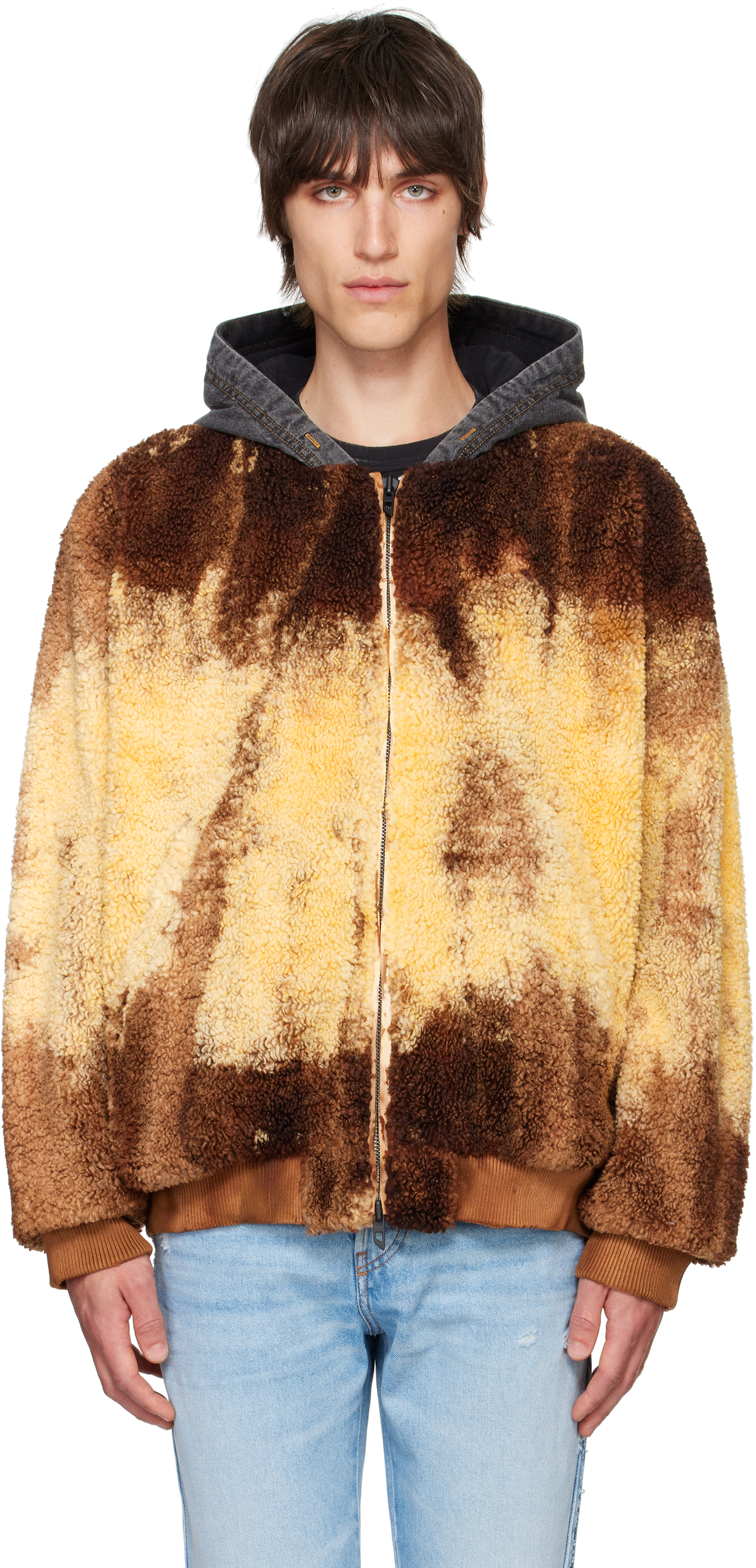 【DIESEL】S-depla Brown & Yellow S-Depla Jacket by Diesel on Sale