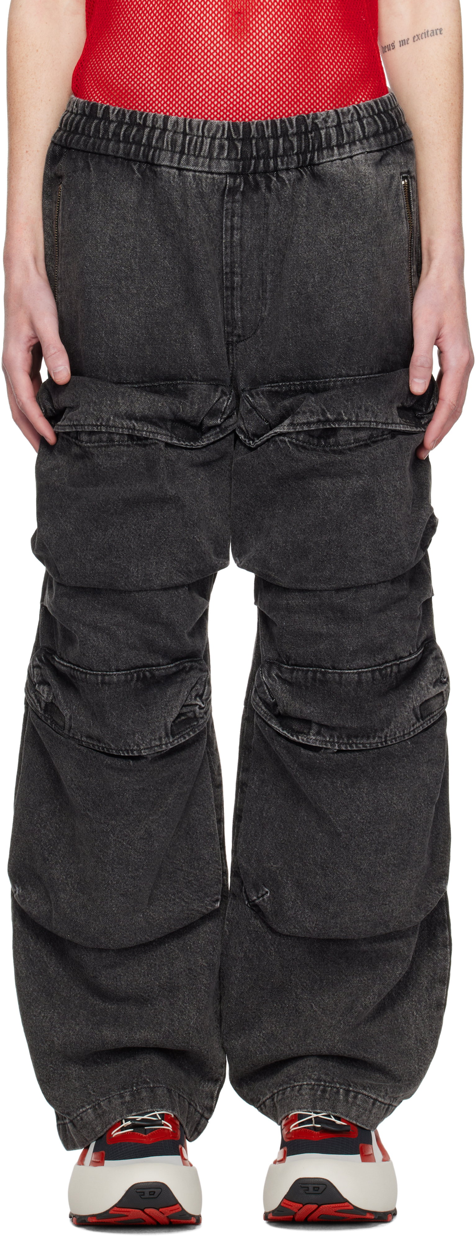 Black D-Baertson-S Denim Cargo Pants