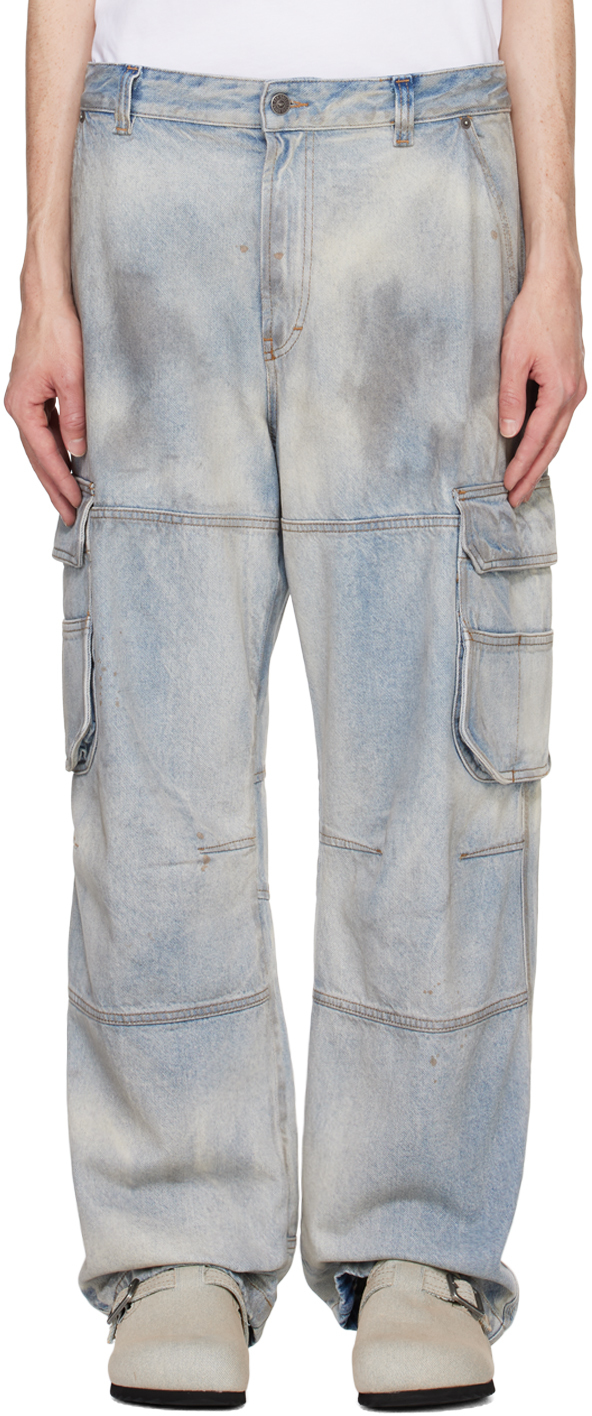 Shop Diesel Blue D-fish Denim Cargo Pants In 1