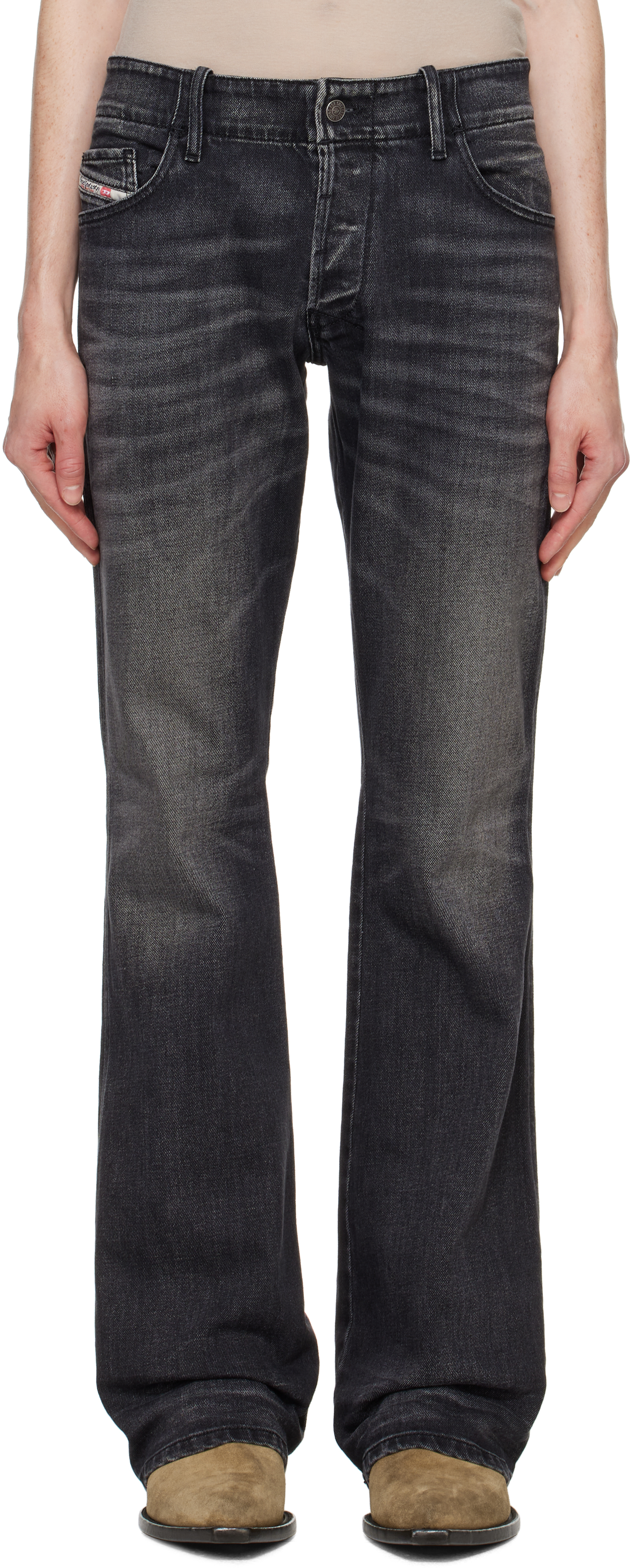 Black Bootcut D-Backler Jeans by Diesel on Sale