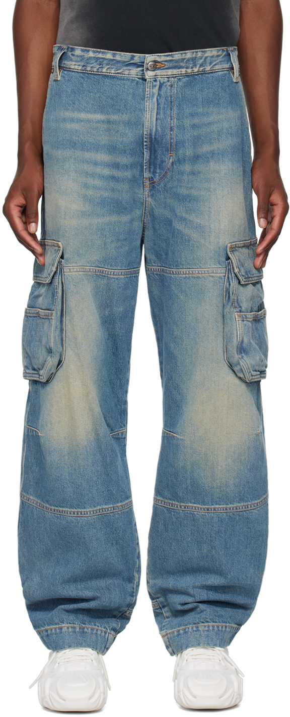 Blue Straight D-Fish 09j83 Denim Cargo Pants