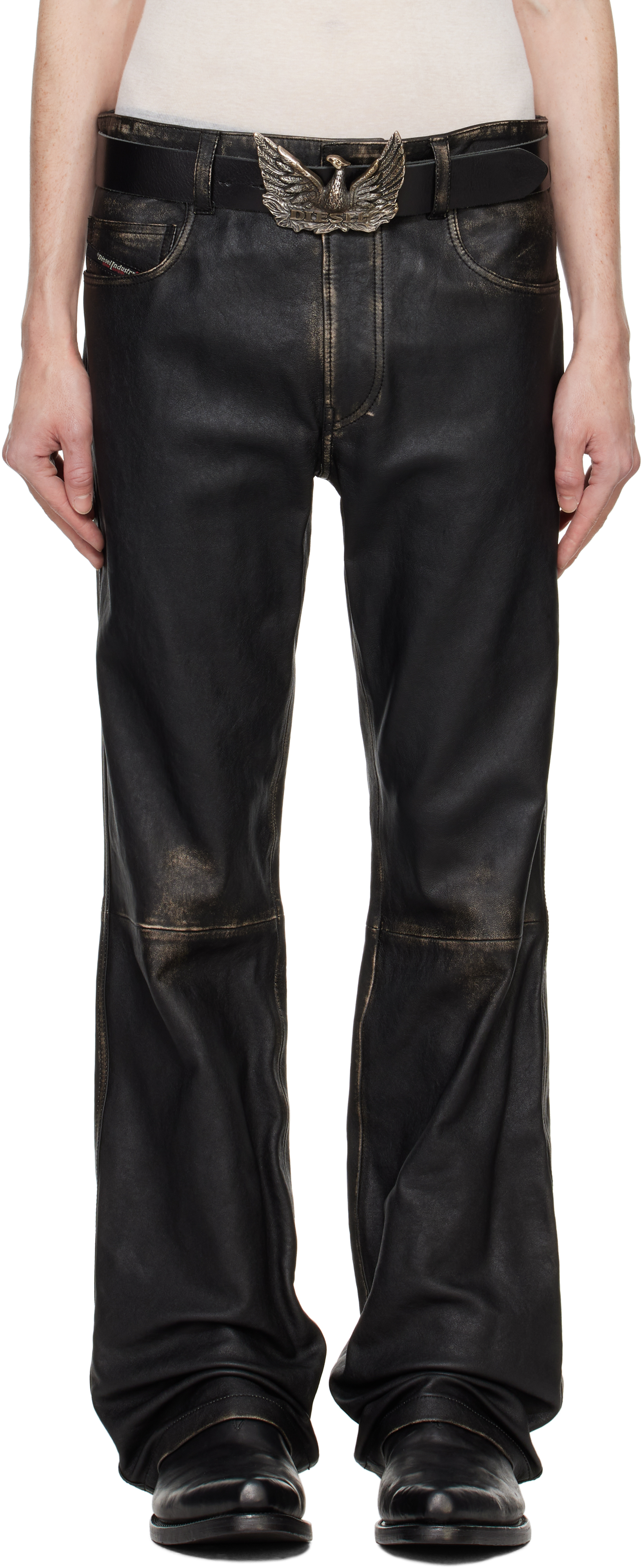 Black P-Blixia Leather Pants