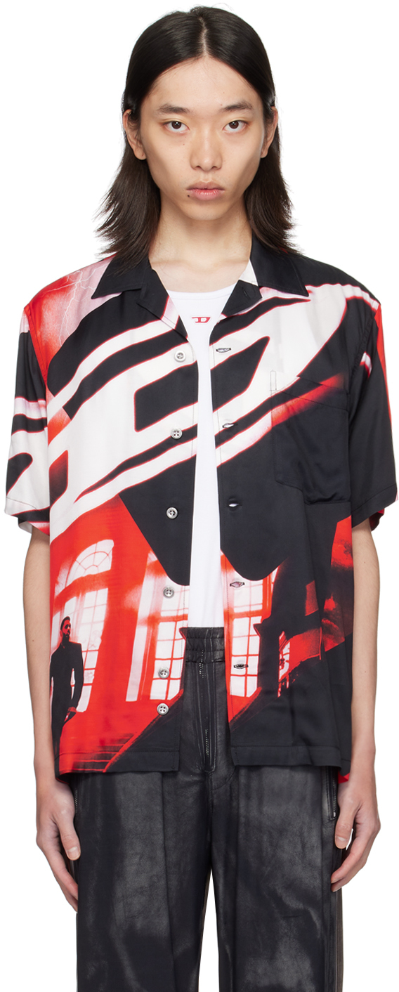 Shop Diesel Red & Black Bmowt-adrian Shirt In E4080