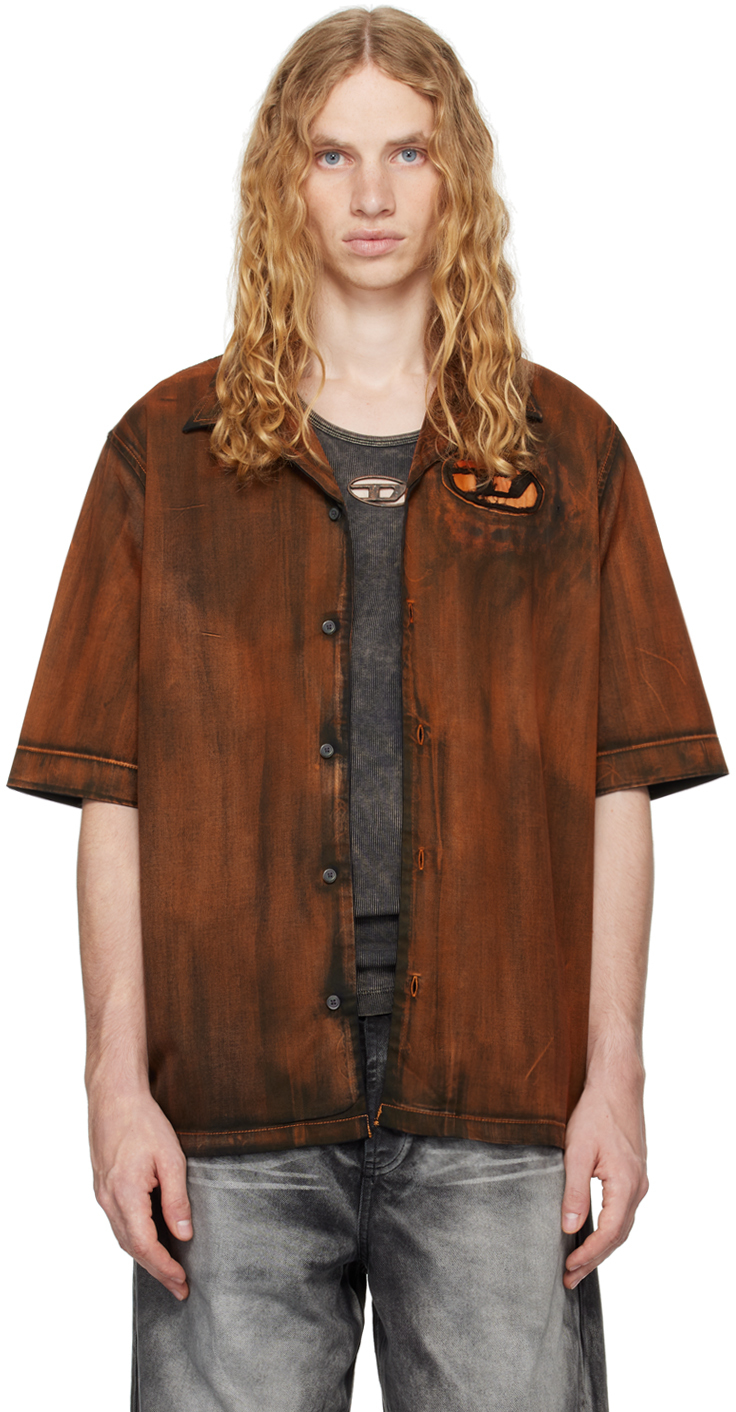 Diesel: Orange S-Stan-Bleach-A Shirt | SSENSE