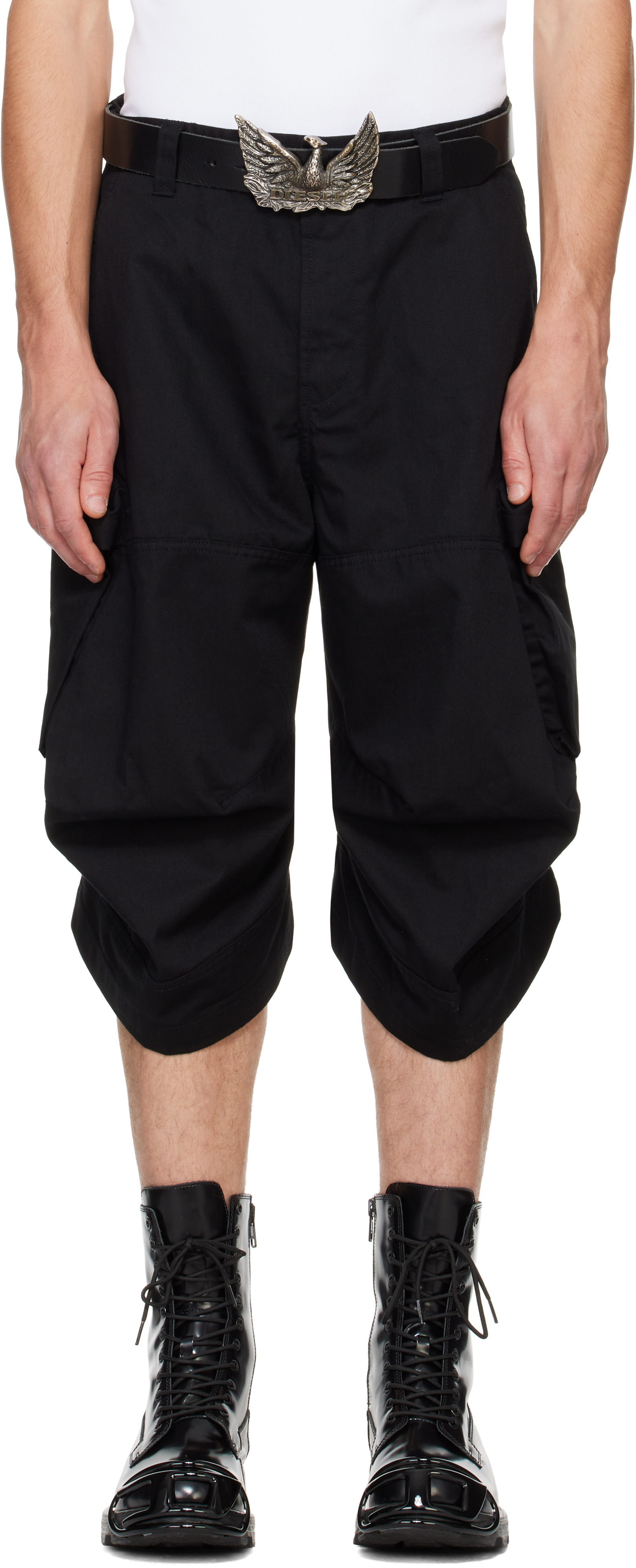 Shop Diesel Black P-arne-short-a Shorts In 9xx