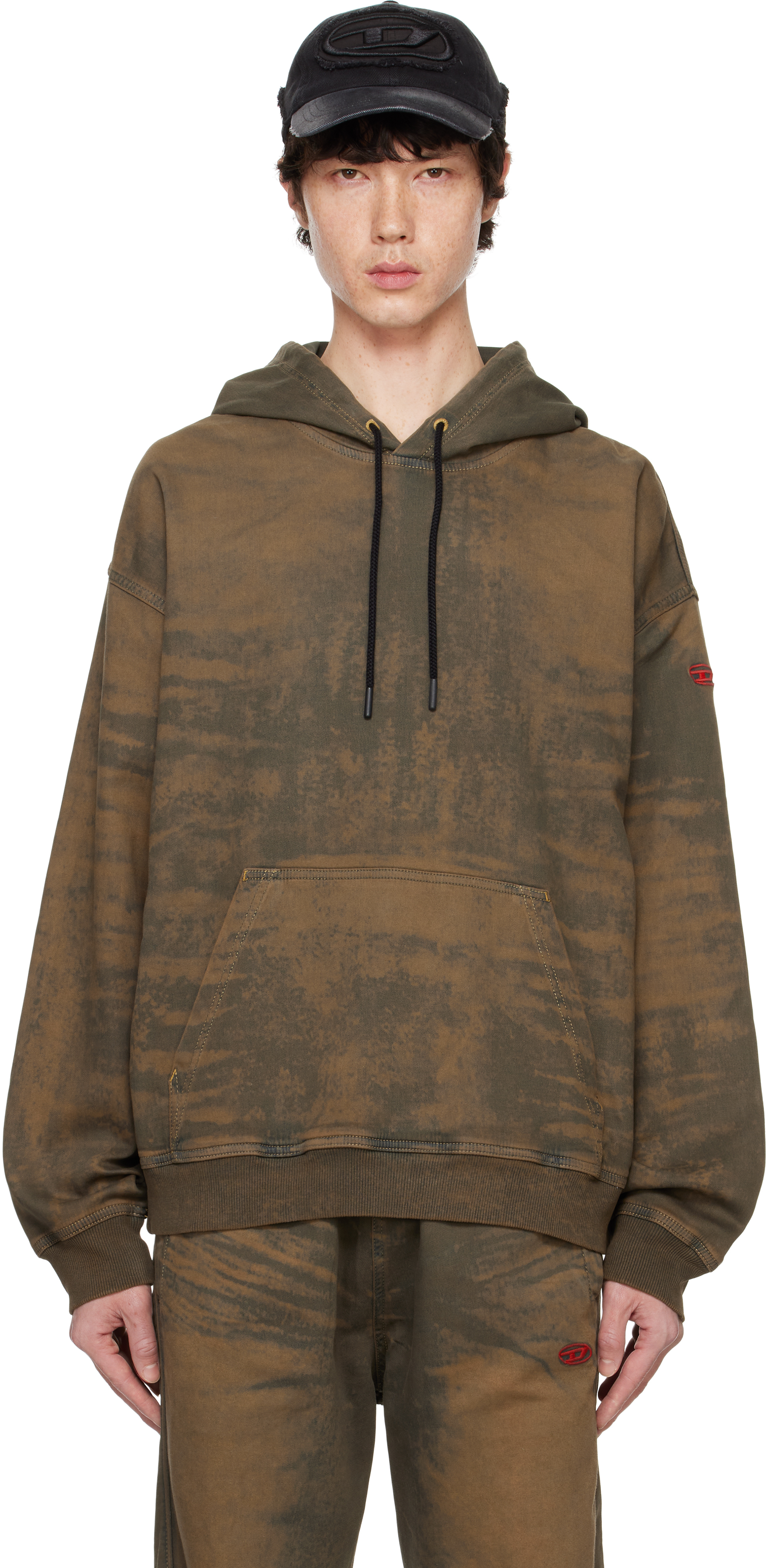 Brown D-Um-Rib-S1 Track Hoodie