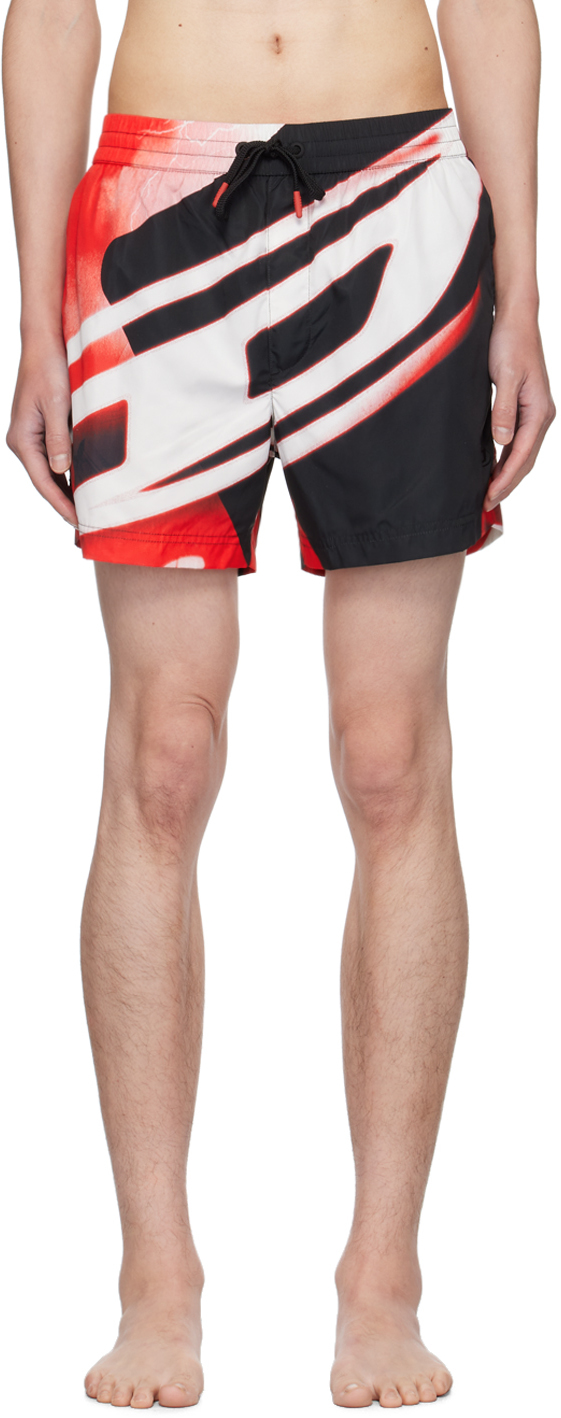 Shop Diesel Red & Black Bmbx-ken-37 Swim Shorts In E4080