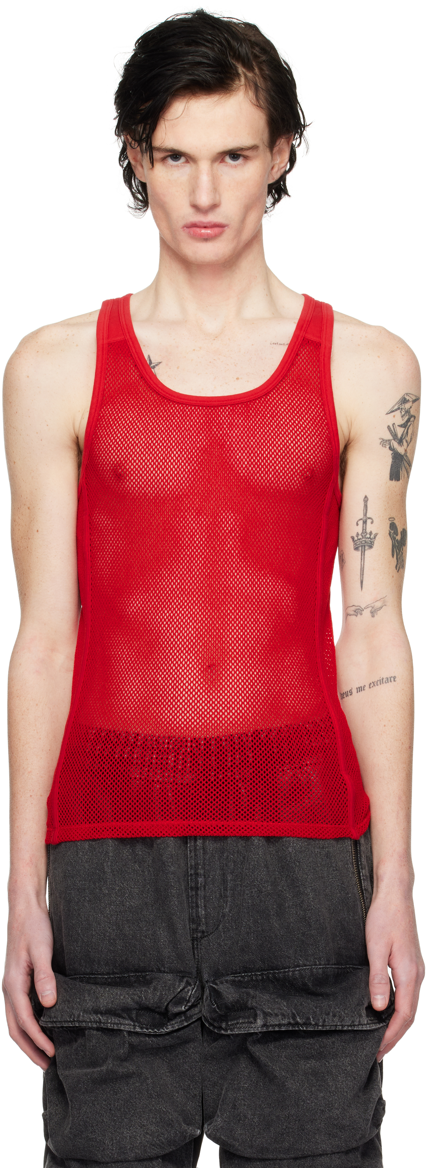 Red Savage X Fenty Edition String-And-Lace-Sleep Tank Top