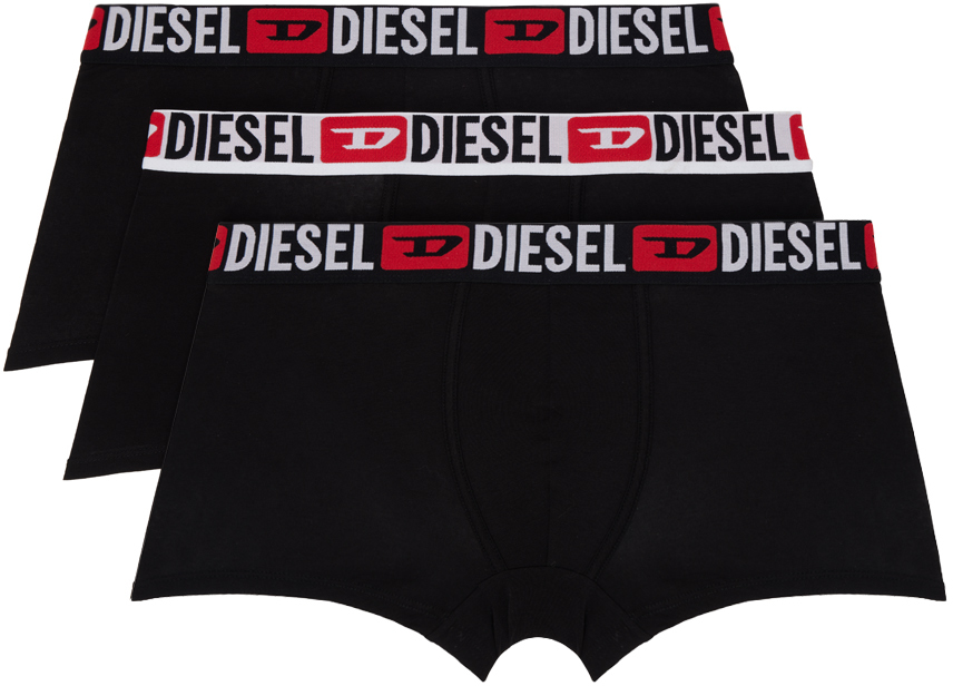 Shop Diesel Three-pack Black Umbx-damien Boxer Briefs In E3784