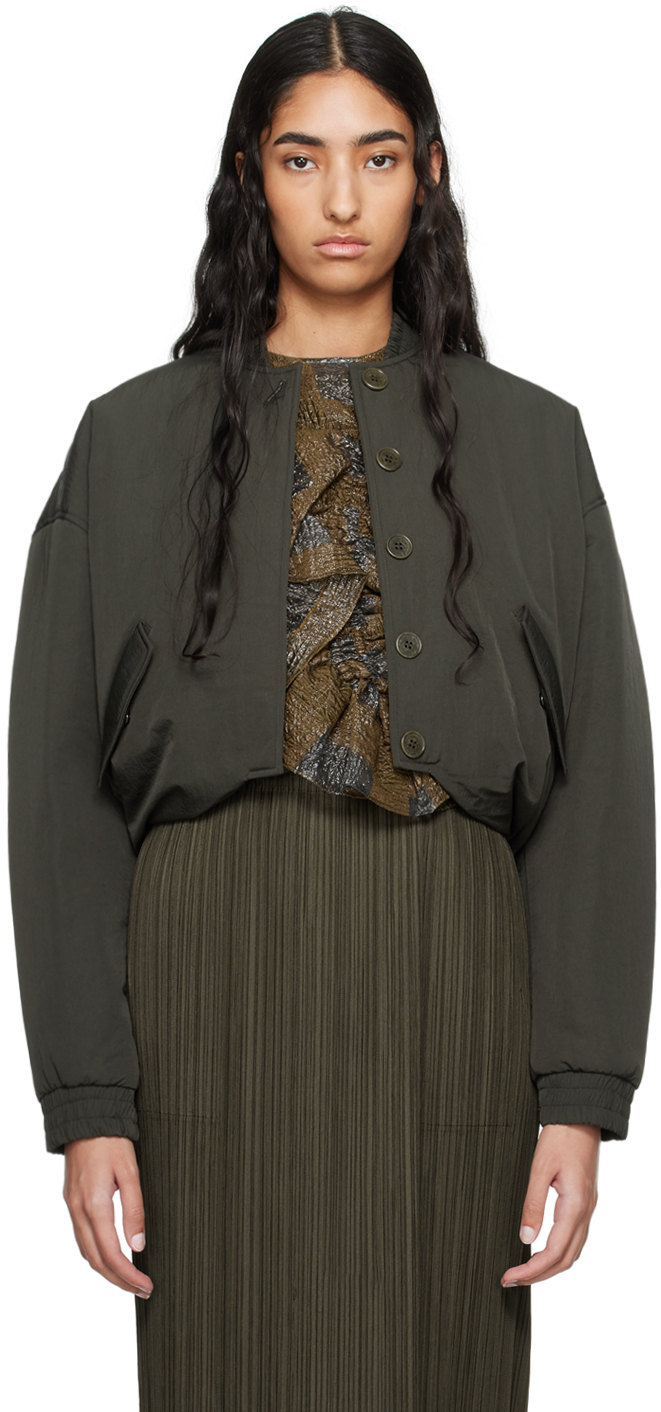 Shop Cecilie Bahnsen Khaki Ubon Bomber Jacket In Grey Olive