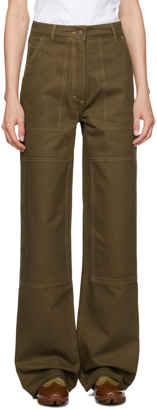 Shop Cecilie Bahnsen Khaki Omega Trousers In Fall Brown