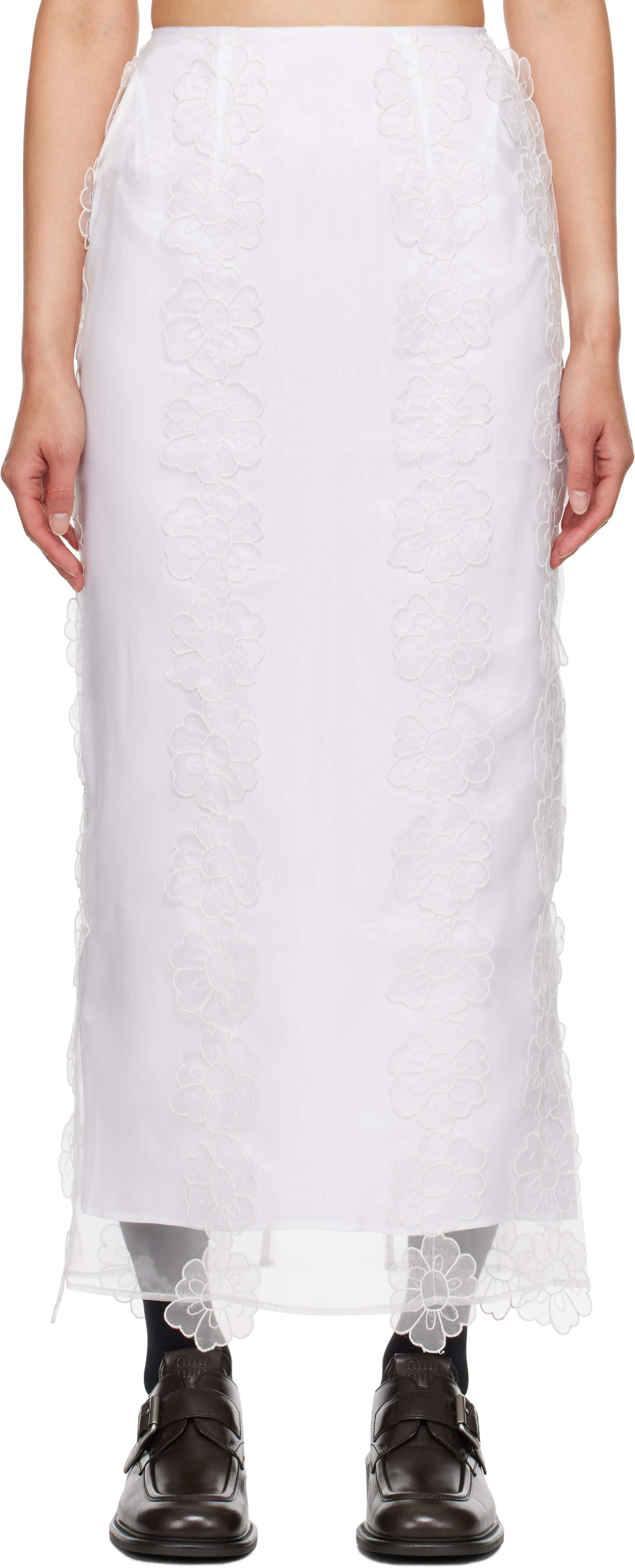 Cecilie Bahnsen White Olympia Midi Skirt