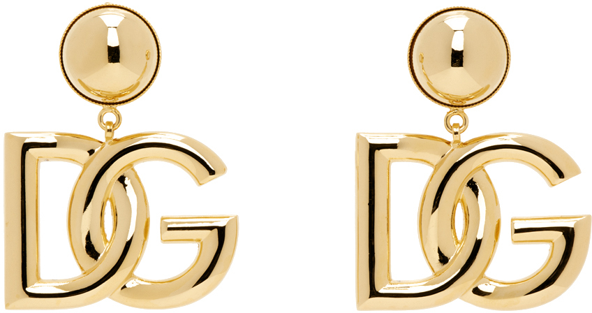 Gold 'DG' Logo Clip-On Earrings