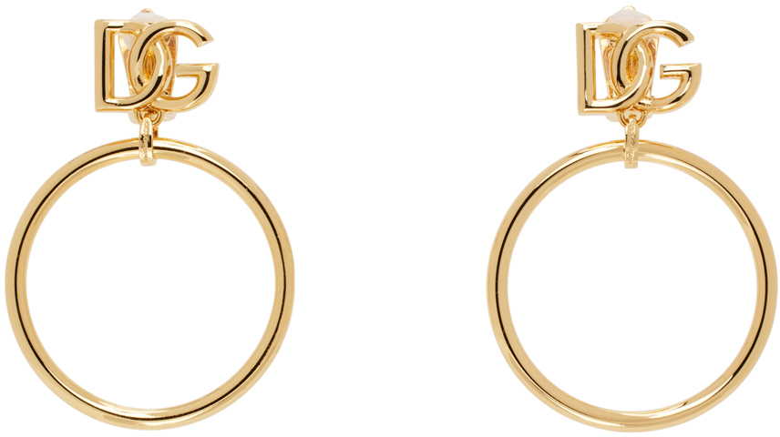 Shop Dolce & Gabbana Gold 'dg' Logo Earrings In Zoo00 Oro